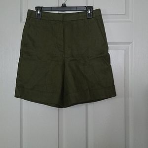 NWT JCrew linen shorts in olive green